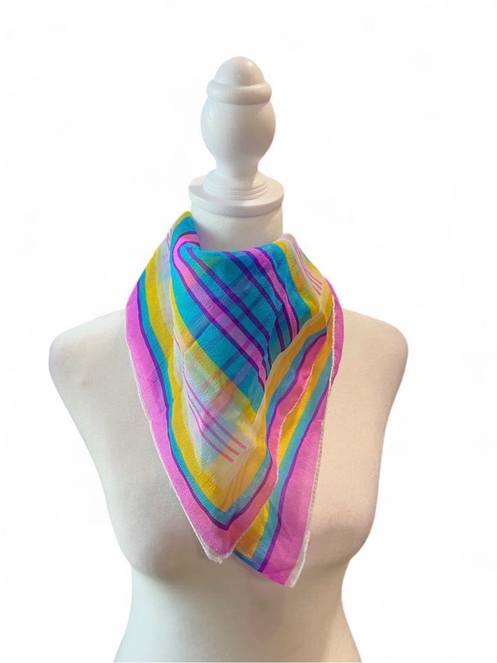 Colorful Striped Scarf - Pink, Blue & Yellow